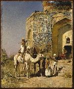 Edwin Lord Weeks Old Blue Tiled Mosque Outside of Delhi India USA oil painting artist